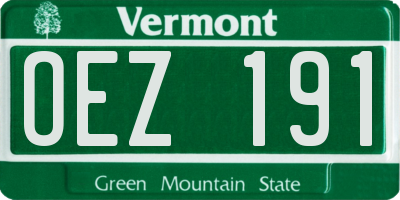 VT license plate OEZ191