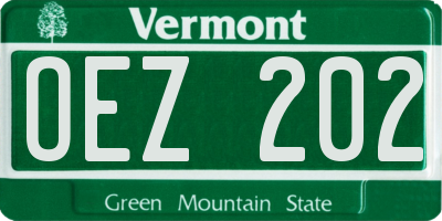 VT license plate OEZ202