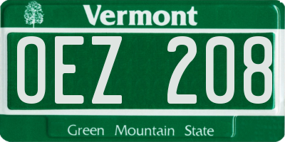 VT license plate OEZ208