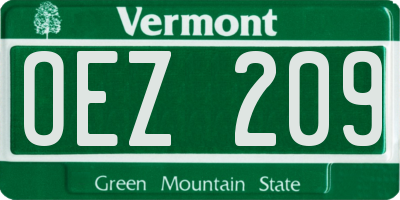 VT license plate OEZ209