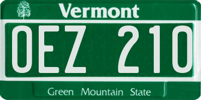 VT license plate OEZ210