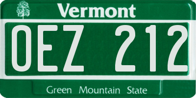 VT license plate OEZ212