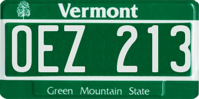 VT license plate OEZ213