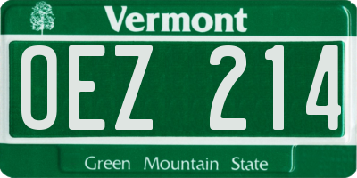 VT license plate OEZ214
