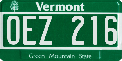 VT license plate OEZ216