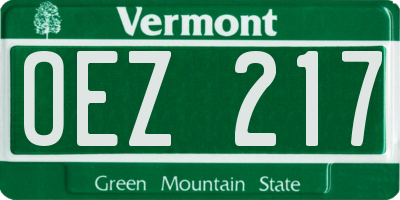VT license plate OEZ217