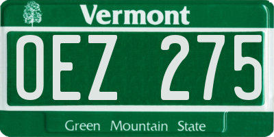 VT license plate OEZ275