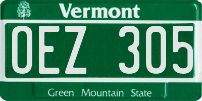 VT license plate OEZ305