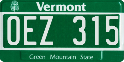 VT license plate OEZ315