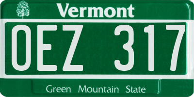 VT license plate OEZ317