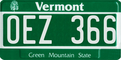 VT license plate OEZ366