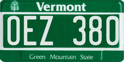VT license plate OEZ380