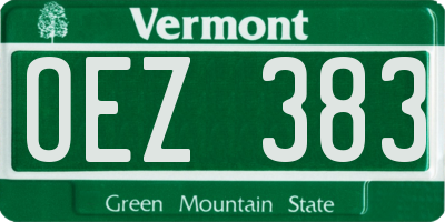 VT license plate OEZ383