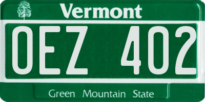VT license plate OEZ402