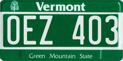 VT license plate OEZ403