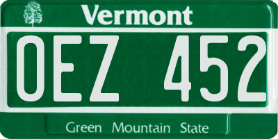 VT license plate OEZ452