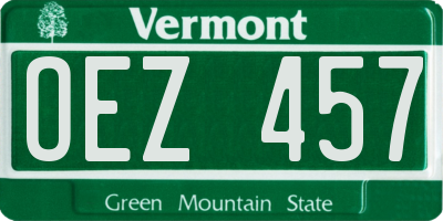 VT license plate OEZ457