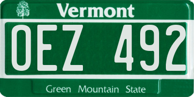 VT license plate OEZ492