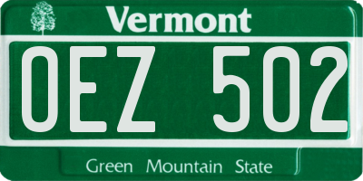 VT license plate OEZ502