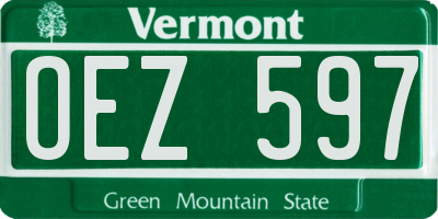 VT license plate OEZ597