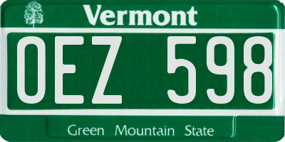 VT license plate OEZ598