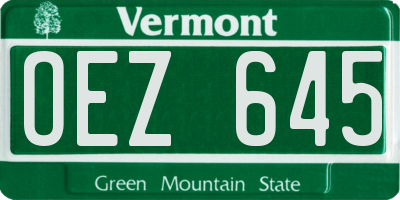 VT license plate OEZ645