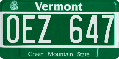 VT license plate OEZ647