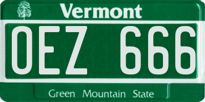 VT license plate OEZ666
