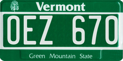 VT license plate OEZ670