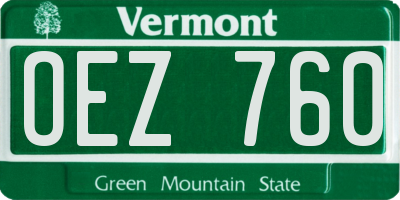 VT license plate OEZ760