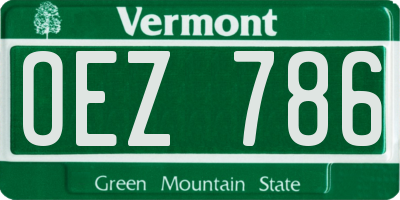 VT license plate OEZ786