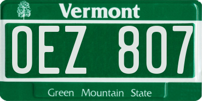 VT license plate OEZ807
