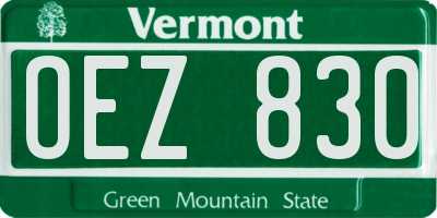 VT license plate OEZ830