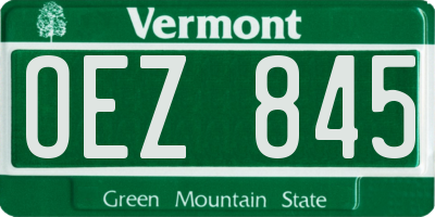 VT license plate OEZ845