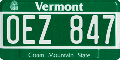 VT license plate OEZ847