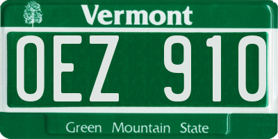 VT license plate OEZ910