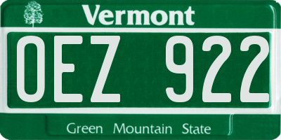 VT license plate OEZ922
