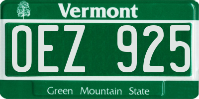 VT license plate OEZ925