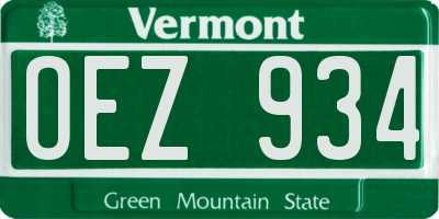 VT license plate OEZ934