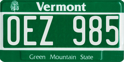 VT license plate OEZ985