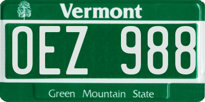 VT license plate OEZ988