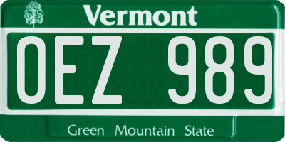 VT license plate OEZ989