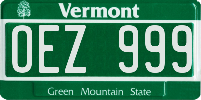 VT license plate OEZ999