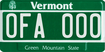 VT license plate OFA000