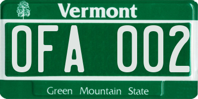 VT license plate OFA002