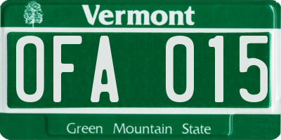 VT license plate OFA015