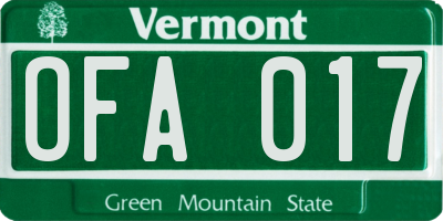 VT license plate OFA017