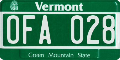 VT license plate OFA028