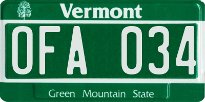 VT license plate OFA034