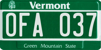 VT license plate OFA037